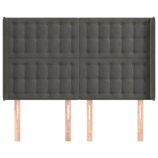 Cabeceira cama c/ abas veludo 147x16x118/128 cm cinzento-escuro M 3
