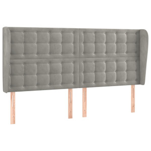 Cabecero con orejas de terciopelo gris claro 203x23x118/128 cm H