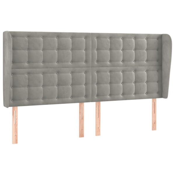 Cabeceira cama c/ abas veludo 203x23x118/128 cm cinzento-claro M 2