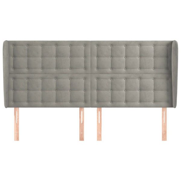 Cabecero con orejas de terciopelo gris claro 203x23x118/128 cm M 3
