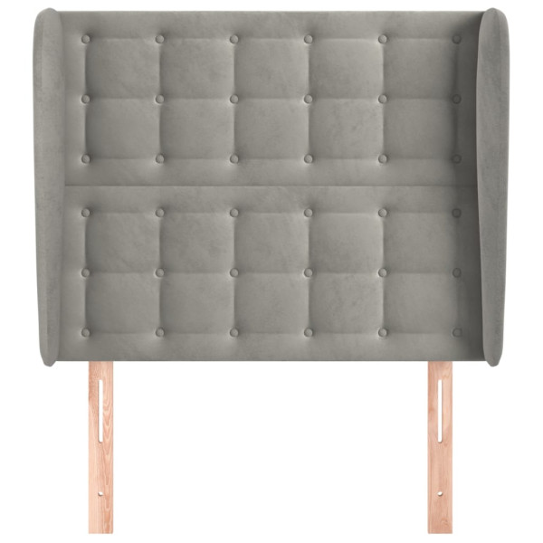 Cabecero con orejas de terciopelo gris claro 103x23x118/128 cm M 3