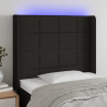 Cabecero con LED de tela negro 83x16x118/128 cm 1