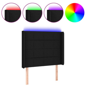 Cabecero con LED de tela negro 83x16x118/128 cm H
