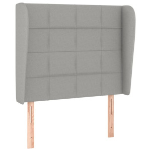 Cabecero con orejas de tela gris claro 93x23x118/128 cm H