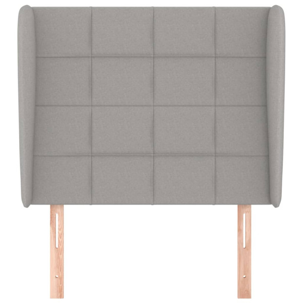 Cabeceira de cama c/ abas tecido 93x23x118/128cm cinzento-claro M 3