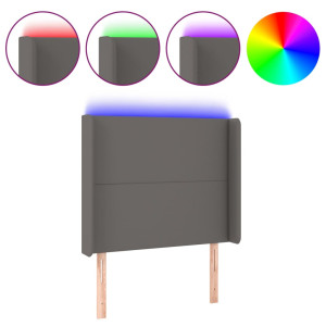 Cabecero con LED cuero sintético gris 103x16x118/128cm H