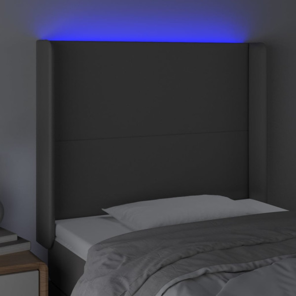 Cabecero con LED cuero sintético gris 103x16x118/128cm M 4