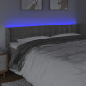 Cabeceira cama c/ luzes LED veludo 163x16x78/88 cm cinza-claro 4