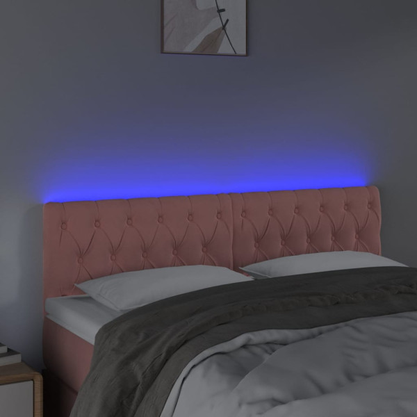 Cabeceira de cama c/ luzes LED veludo 144x7x78/88 cm rosa M 3