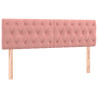 Cabeceira de cama c/ luzes LED veludo 144x7x78/88 cm rosa 4
