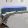 Cabeceira de cama c/ luzes LED veludo 180x5x78/88cm azul-escuro 1