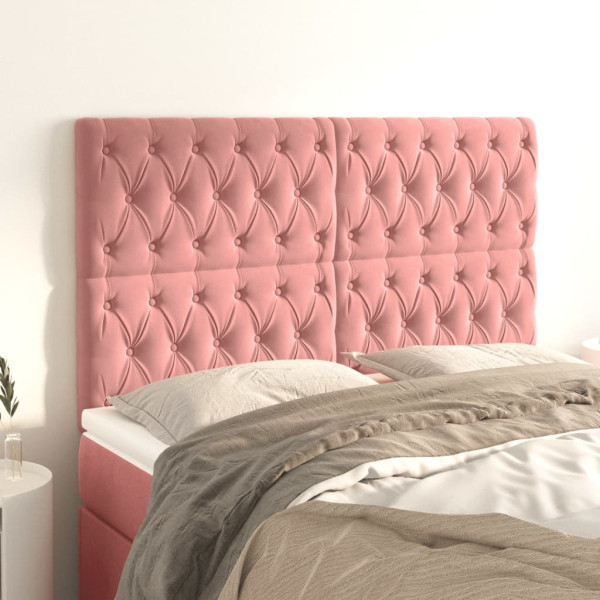 Cabeceros 4 unidades de terciopelo rosa 72x7x78/88 cm D