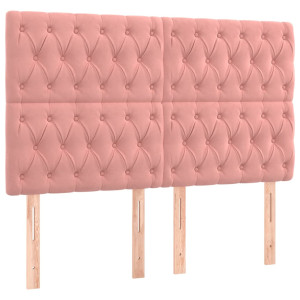 Cabeceros 4 unidades de terciopelo rosa 72x7x78/88 cm H