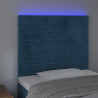 Cabeceira cama c/ luzes LED veludo 90x5x118/128cm azul-escuro 3