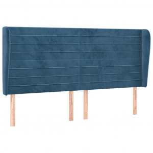 Cabecero con orejas de terciopelo azul oscuro 183x23x118/128 cm H