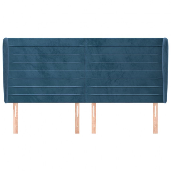 Cabecero con orejas de terciopelo azul oscuro 183x23x118/128 cm M 3