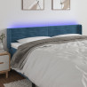 Cabeceira cama c/ luzes LED veludo 183x16x78/88 cm azul-escuro 1