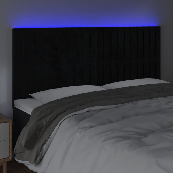 Cabecero con luces LED terciopelo negro 160x5x118/128 cm M 3