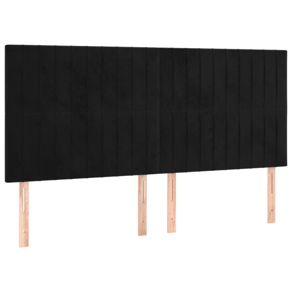 Cabeceira de cama c/ luzes LED veludo 160x5x118/128 cm preto M 4