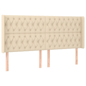 Cabeceira de cama c/ abas tecido 183x16x118/128 cm creme H