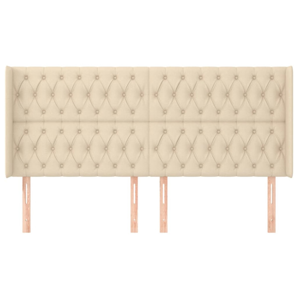 Cabecero con orejas de tela color crema 183x16x118/128 cm M 3