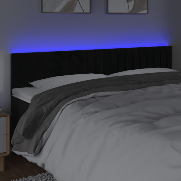 Cabeceira de cama c/ luzes LED veludo 160x5x78/88 cm preto M 3