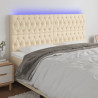 Cabeceira cama c/ luzes LED tecido 180x7x118/128 cm cor creme 1
