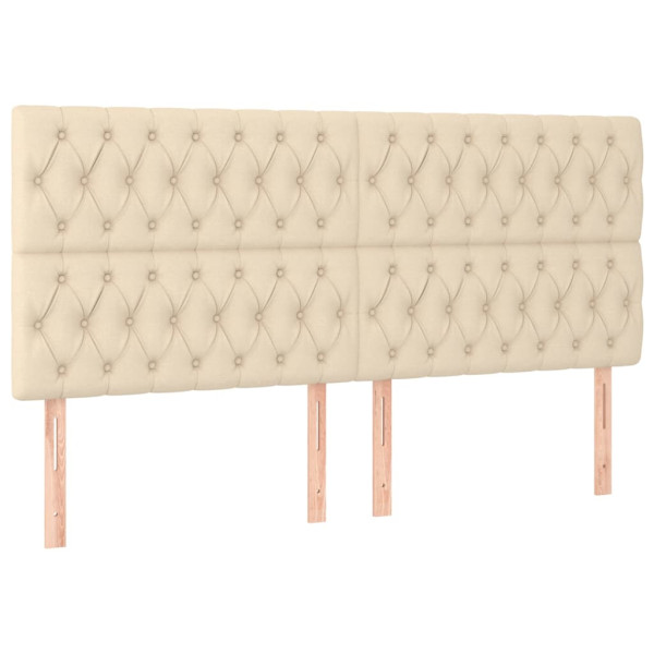 Cabeceira cama c/ luzes LED tecido 180x7x118/128 cm cor creme M 4