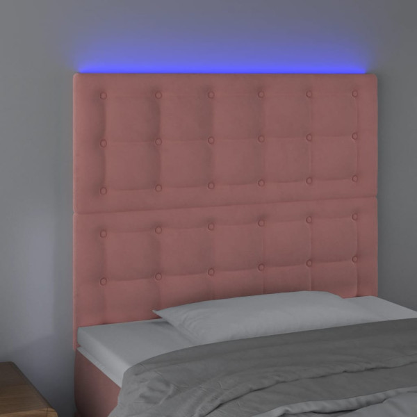Cabeceira de cama c/ luzes LED veludo 80x5x118/128 cm rosa M 3
