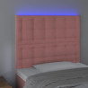 Cabeceira de cama c/ luzes LED veludo 80x5x118/128 cm rosa 3