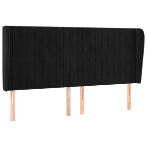 Cabecero con orejas de terciopelo gris claro 163x23x118/128 cm H