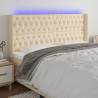 Cabecero con LED de tela color crema 183x16x118/128 cm 1