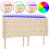 Cabecero con LED de tela color crema 183x16x118/128 cm 2