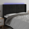 Cabecero con LED de terciopelo negro 163x16x118/128 cm 1