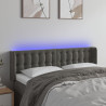 Cabeceira cama c/ luzes LED veludo 147x16x78/88cm cinza-escuro 1