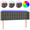 Cabeceira cama c/ luzes LED veludo 147x16x78/88cm cinza-escuro 2