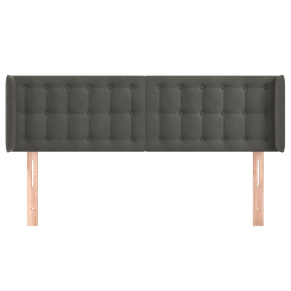 Cabeceira de cama c/ abas veludo 147x16x78/88cm cinzento-escuro M 3