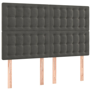 Cabeceira de cama 4 pcs veludo 72x5x78/88 cm cinzento-escuro H