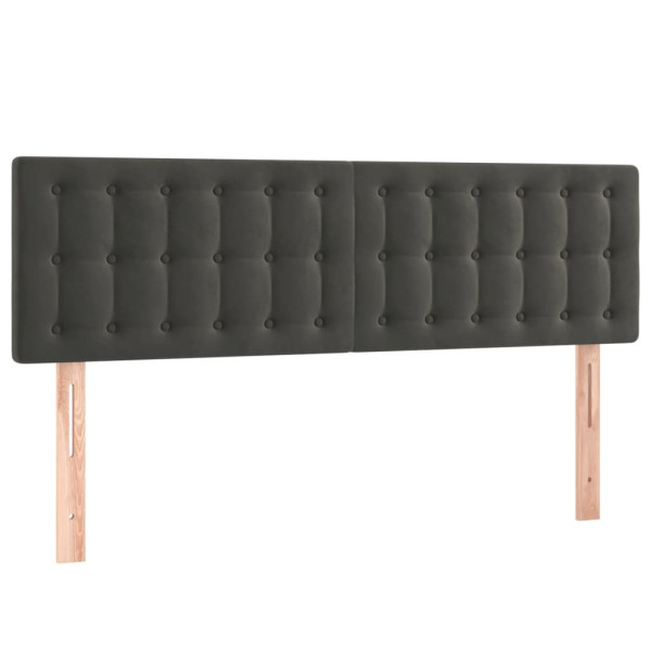 Cabeceira de cama c/luzes LED veludo 144x5x78/88cm cinza-escuro M 4