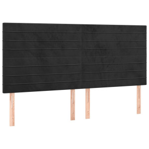 Cabeceros 4 unidades de terciopelo negro 80x5x78/88 cm H