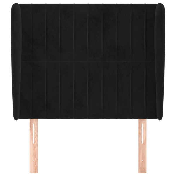 Cabeceira de cama c/ abas veludo 83x23x118/128 cm preto M 3
