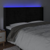 Cabeceira de cama c/ luzes LED veludo 163x16x118/128 cm preto 4