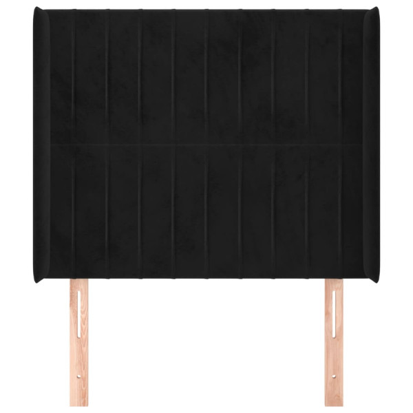 Cabeceira de cama c/ abas veludo 83x16x118/128 cm preto M 3