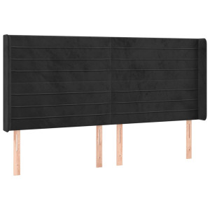 Cabecero con orejas de terciopelo negro 163x16x118/128 cm H