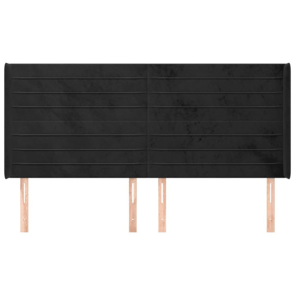 Cabeceira de cama c/ abas veludo 163x16x118/128 cm preto M 3