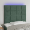 Cabecero con luces LED terciopelo verde oscuro 80x5x118/128 cm 1