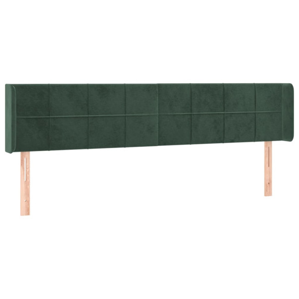 Cabeceira de cama c/ abas veludo 163x16x78/88cm verde-escuro M 2