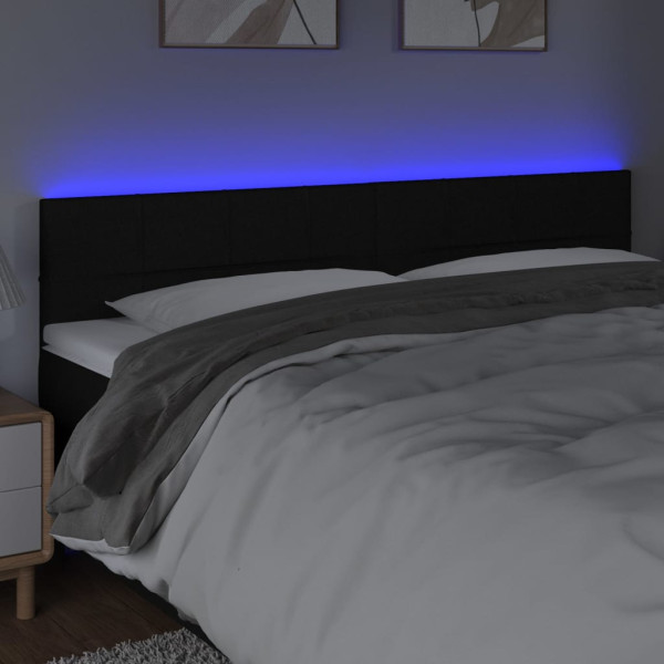 Cabecero con LED de tela negro 160x5x78/88 cm M 3