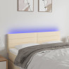 Cabeceira de cama c/ luzes LED tecido 144x5x78/88 cm cor creme 1