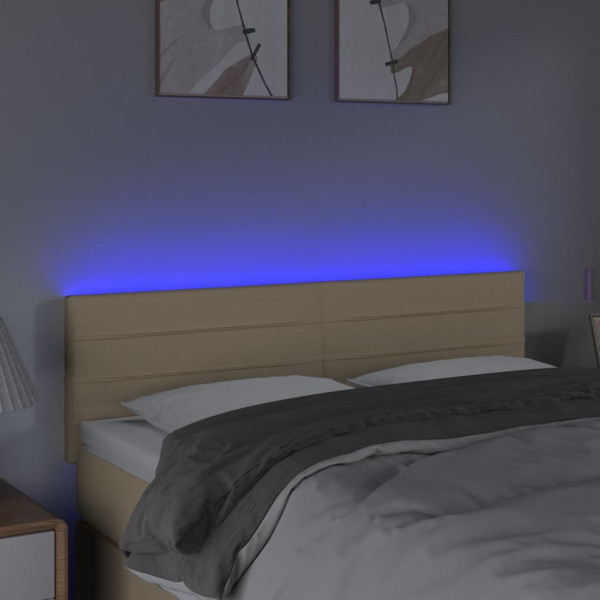 Cabeceira de cama c/ luzes LED tecido 144x5x78/88 cm cor creme M 3
